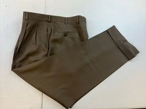 VINTAGE Burberry Men's Brown Gray Wool Dress Pants 37X29 $195 - Picture 1 of 12