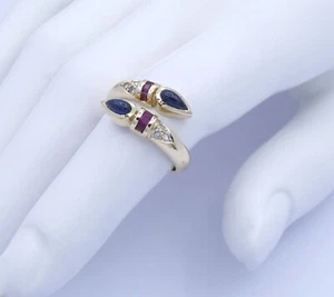 Vintage Damenring mit Rubin,Saphir&Diamant. / 585er-14K Gelbgold( 55 (17,5 mm Ø) - Bild 1 von 6