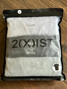 2xist Men's Large 3-Pack (WHT/BLK/HGY) Essential V-Neck T-Shirts 97404 NEW - Picture 1 of 2