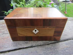 Antique Victorian Era Wooden Veneered & Inlaid Jewellery Box - NEEDS RESTORATION - Picture 1 of 8