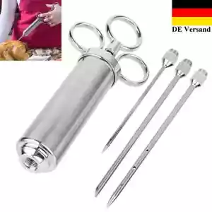 Bratenspritze Set Marinadenspritze Edelstahl Gewürzspritze Pökelspritze 3 Nadeln - Bild 1 von 11