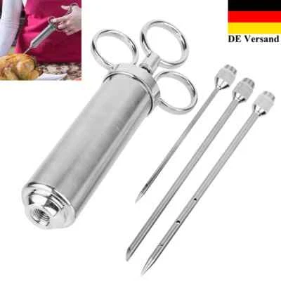Bratenspritze Set Marinadenspritze Edelstahl Gewürzspritze Pökelspritze 3 Nadeln - Bild 1 von 4