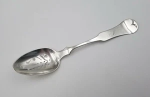 Pierced Serving Spoon 8" ~ Coin Silver by DC Jaccard St. Louis MO 1864-1873 - Picture 1 of 7
