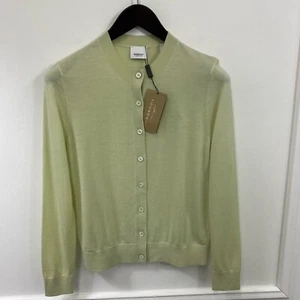 Women Burberry Cardigan 100 % Cashmere Green Casual Size S - Picture 1 of 5