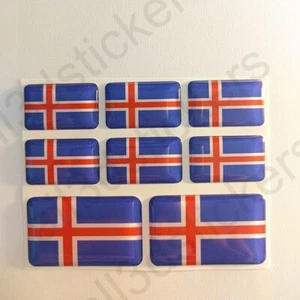Aufkleber Island Flagge Rechteckig 3D Gedomt Fahne 3D Kfz-Aufkleber - Picture 1 of 3