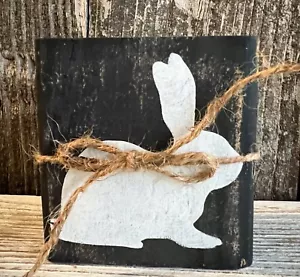 Easter BUNNY Rabbit Mini Sign Tiered Tray Farmhouse Shelf Decor Rustic Wood HP - Picture 1 of 9