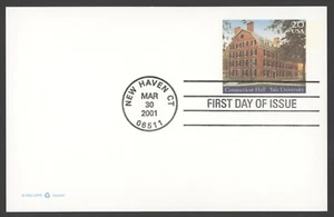 2001 US Scott# UX361 Connecticut Hall - Yale 20c Postal Card FDC - Picture 1 of 1