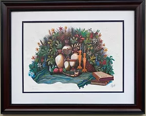 Amram Ebgi "Shabbat Shalom" INCORNICIATO firmato e # arte candelabri ebraici - Foto 1 di 6