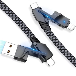 Cavo USB Type-C 4 in 1 6 piedi cavo dati cavo di ricarica super veloce per iPhone Samsung - Foto 1 di 13