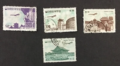 Corea 1961 VF Usado Sc#C23-26 Juego Completo Correo Aéreo (W27) Foto 1 de 2