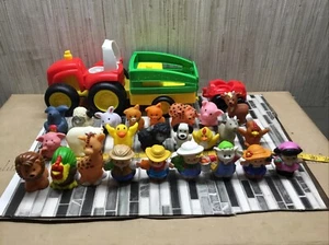 Lot Of 27 Fisher Price Little People Farm Zoo Animal People Big & Small Tractor - Picture 1 of 24