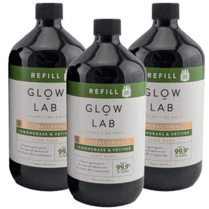 3x Glow Lab Antibacterial Hand Wash Lemongrass & Vetiver Soap 900ml - Picture 1 of 4