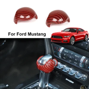 Red Carbon Gear Shift Knob Trim Cover Decor For Ford Mustang 2015+ Accessories - Picture 1 of 9
