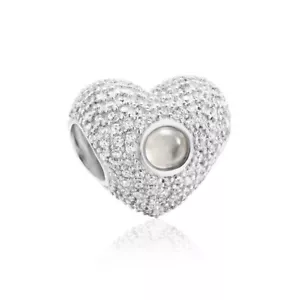 【KATHY JADE】White Jadeite Jade Silver Pendant《Heart Charm》《Grade A》 - Picture 1 of 1
