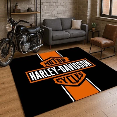 Harley Rug, Motorcycle Rug, American Legends Motorcycle Rug, Garage Floor Rug - Image 1 of 4