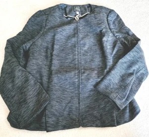 Women’s Blazer Jacket Blue Zip Long Sleeve L Large Tweed Lux Collection NWT - Picture 1 of 5