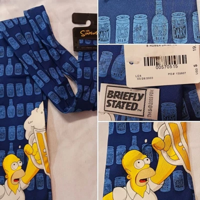 LOS SIMPSON HOMER CORBATA CUELLO CHEERS TO DUFF CERVEZA BREVEMENTE DECLARADA 2003 NOS CON ETIQUETAS Foto 1 de 4