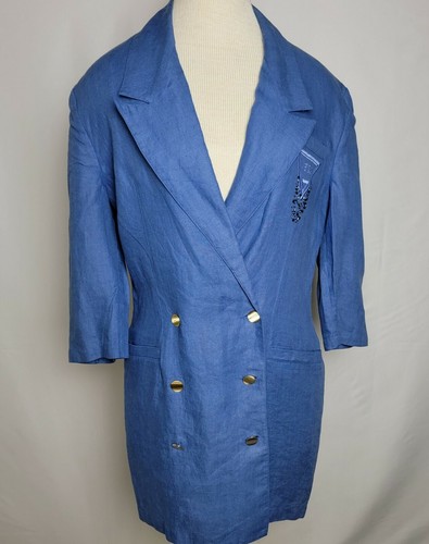 Giacca Oversize Anni 90 VERSUS GIANNI VERSACE Lino Doppio Petto US 12 Italia