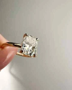 3Ct Cushion Cut IGI Certified Lab Grown/CVD Diamond Wedding Ring 14K Yellow Gold - Picture 1 of 9