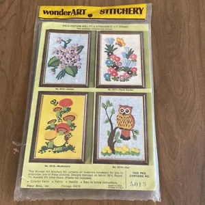 NEW Vintage 1970's WonderArt Creative Needlecrafts Stitchery “owl” 5013 - Picture 1 of 3