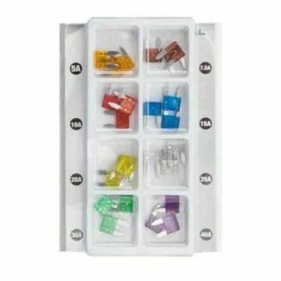 ROADSTER 24pc MINI CAR FUSE ASSORTED FUSES SET 5A, 7.5,10, 15,20,25,30,40A BLADE Small