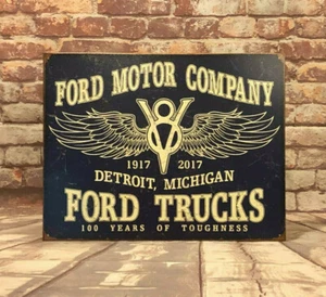 Ford Trucks 100 Jahre Toughness Blechschild für Garage, Shop, Made in America - Bild 1 von 3