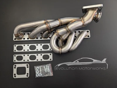 BMW E36 E46 E39 Tubular Top Mount Turbo Manifold T3 T4 Flange 44mm Wastegate - Image 1 of 4