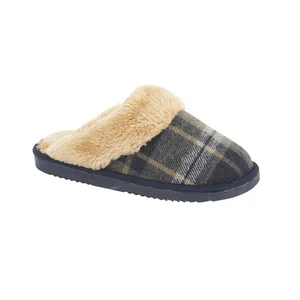 Jo & Joe Damen Hausschuhe marineblau festlich Shetland Tartan Fell gefüttert Pantoletten Geschenkbox - Bild 1 von 5