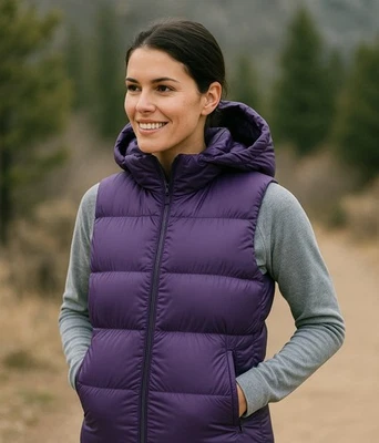 Nike ACG Chaleco Mujer Pequeño Púrpura Plumón de Ganso 550 Puffer Cremallera Completa Logo Con Capucha Nuevo con Etiquetas Foto 1 de 4