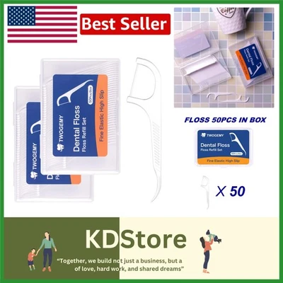 Paquete de 100 selecciones de hilo dental ecológico de higiene bucal con estuche de viaje Foto 1 de 4