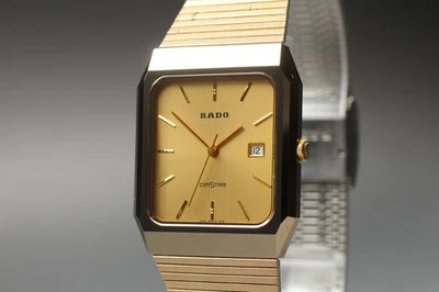 [Near MINT] Vintage RADO DIASTAR 129.9540.3 Gold Dial Square Quartz Men's Watch - Image 1 of 4