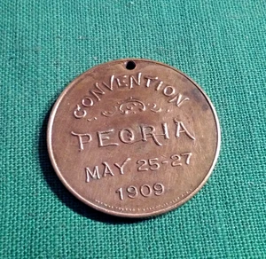 Illinois Sunday School Association 1909 Brass Coin Medal Convention Peoria Rare! - Picture 1 of 3