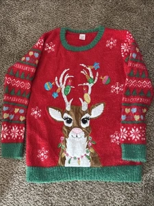 Maglione Brutto Natale Donna Renna Holiday Time XXL Taglia 18 - Foto 1 di 7