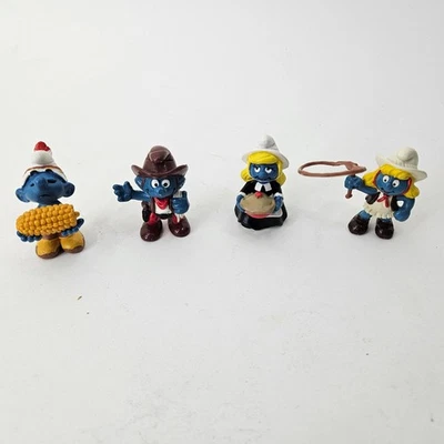VINTAGE SMURFS and SMURFETTE FIGURINES FIGURES COLLECTIBLE 1980S - Изображение 1 из 4