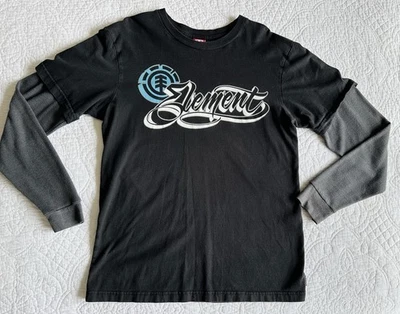 Camiseta De Colección Element Skateboards Y2K Doble Manga Larga Grande Negra Foto 1 de 4