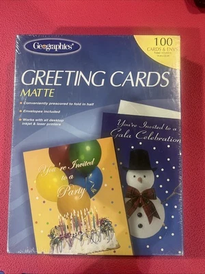 Geographics 100 tarjetas de felicitación y sobres impresoras láser de inyección de tinta, nuevas (selladas) Foto 1 de 4