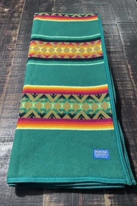 Pendleton Beaver State Vintage Wool Blanket Southwest Green 74x62** READ - Picture 1 of 8