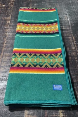 Pendleton Beaver State Vintage Wool Blanket Southwest Green 74x62** READ - Image 1 of 4