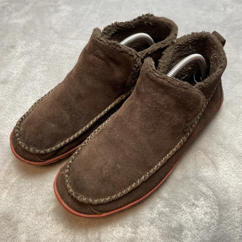 LL Bean Mountain Mocasín Botines Zapatillas Para Hombres 9M Marrón Gamuza Sherpa Forrado Boho Foto 1 de 4