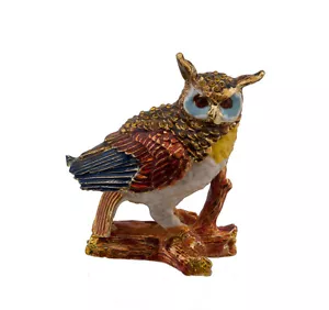 Box Cloisonne Pot Owl Alloy And Enamel #6211 - Picture 1 of 3