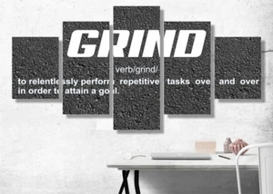 GRIND Canvas Print Set - Ready To Hang Motivational Quote Wall Art Decor - Picture 1 of 5