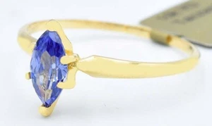 AAA TANZANITE 0.88 Cts RING 10K YELLOW GOLD - New With Tag - Picture 1 of 3