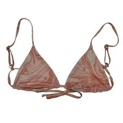 Top de bikini L*Space para mujer Bretaña con corbata de cuerda melocotón/brillo remolino talla M nuevo Foto 1 de 4