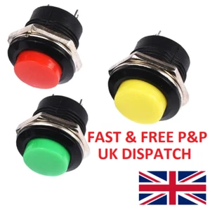 16mm Switch Round Push Button Momentary Black White Red Green Blue Yellow - Picture 1 of 2