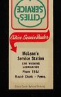 Téléphone à gaz station-service années 1950 McLean's Cities 110J Mauch Chunk PA MB