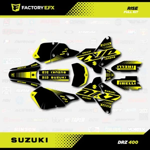 Black Yellow Rise Racing Graphics Kit fits Suzuki Drz400 Drz 400 Drz400sm 400sm - Picture 1 of 9