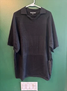 MSRP $178 PAPER PLANES BLACK TEAM PLANES SWEATER SOCCER JERSEY KNIT POLO SIZE L - Picture 1 of 7