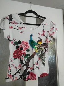Butler & Wilson beautiful sequin peacock t shirt size M ( 8-12) - Picture 1 of 5