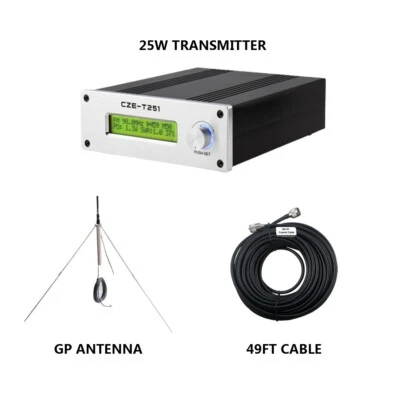25w  LONG RANGE WIRELESS FM TRANSMITTER CHURCH DRIVE-IN MOVIE THEATER KIT - Image 1 of 4