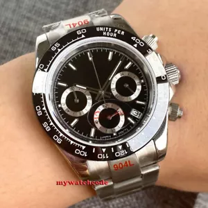 Orologio da uomo 39 mm Bliger quadrante nero vetro zaffiro VK63 cronografo completo al quarzo - Foto 1 di 7